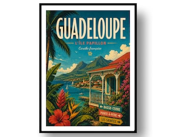 guadeloupe Reise Poster Druck, Wand Dekoration