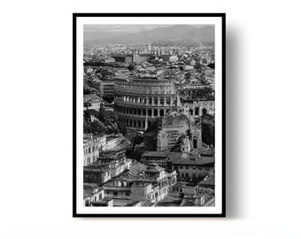 The Colosseum skyline Poster Italy Travel Print black and white Wall Art Home Decor Gift