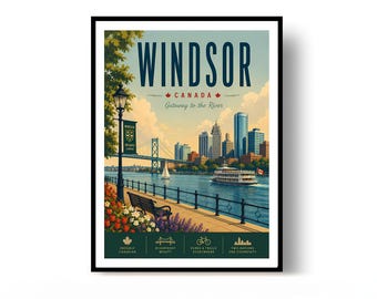 Windsor Poster, Windsor Print, Travel Poster, Canada Poster, Wall Decor