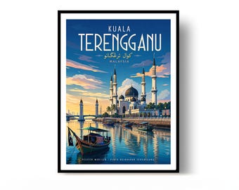 Kuala Terengganu Poster Malaysia Travel Print Vintage Wall Art Home Decor Gift