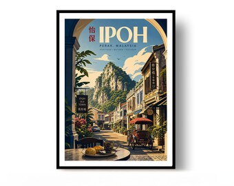 Ipoh Poster Malaysia Travel Print Vintage Wall Art Home Decor Gift