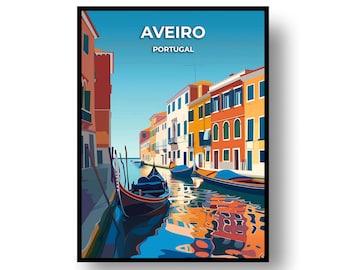 Cartel de viaje: Aveiro Portugal Wall Art (archivos enmarcados o digitales)
