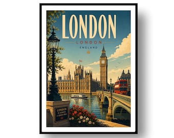 London Travel Poster Print, Wall Decor