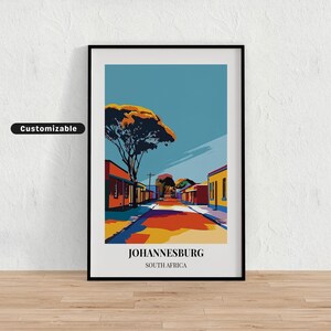 Johannesburg, Südafrika-Reiseplakat, Johannesburg, Südafrika-Reiseplakat, individuelles Plakat, Plakat-Wandkunst, Reisekunst,