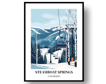 Póster de viaje de Steamboat Springs, Colorado (enmarcado o digital)