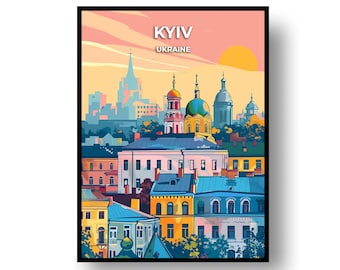 Póster de viaje de Kyiv: arte mural con estilo (enmarcado o descarga digital)