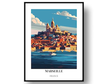 Marseille Wall Art: Travel Poster (Framed or Digital Download)