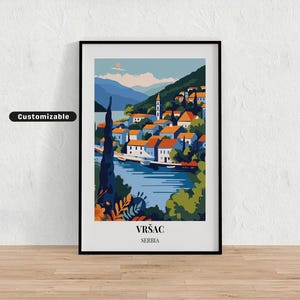 Vršac, Cartel de viaje de Serbia, Vršac, Cartel de viaje de Serbia, Póster personalizado, Arte de pared de póster, Arte de viaje, Descarga digital