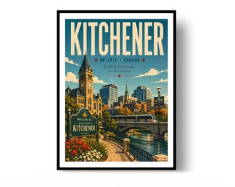 Kitchener Poster, Kitchener Print, Travel Poster, Canada Poster, Wall Decor