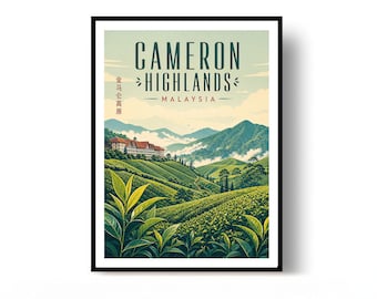Cameron Highlands Poster Malaysia Travel Print Vintage Wall Art Home Decor Gift