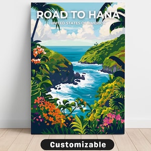 Road To Hana, USA Travel Canvas , Road To Hana, USA Travel poster , Custom Canvas , Poster Wall Art , Travel Art , Digital download