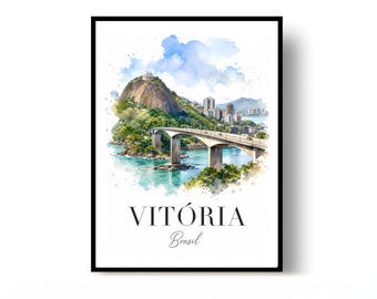 Vitória Poster, Vitória Print, Travel Poster, Brasil Poster, watercolor poster
