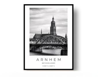 Arnhem Poster, Arnhem Print, Travel Poster, Netherlands Poster, black and white art
