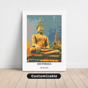 Ayutthaya, Thailand Travel Canvas , Ayutthaya, Thailand Travel poster , Custom Canvas , Poster Wall Art , Travel Art , Digital download