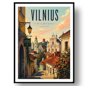 Póster de viaje de Vilna, decoración de pared