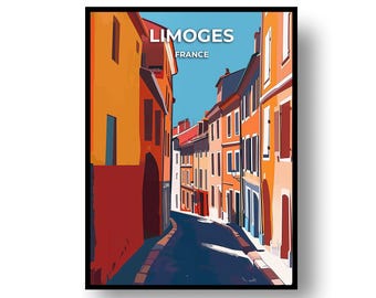 Póster de viaje de Limoges, Francia - Estilo vintage, enmarcado o impresión digital