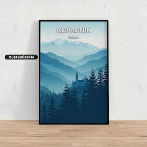 Kopaonik, Servië reisposter, Kopaonik, Servië reisposter, aangepaste poster, poster kunst aan de muur, reiskunst, digitale download