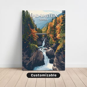 Bad Gastein, Austria Travel Canvas , Bad Gastein, Austria Travel poster , Custom Canvas , Poster Wall Art , Travel Art , Digital download