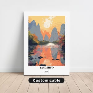 Yangshuo, China Travel Canvas , Yangshuo, China Travel poster , Custom Canvas , Poster Wall Art , Travel Art , Digital download