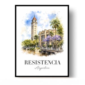 Resistencia Poster, Resistencia Print, Travel Poster, Argentina Poster, watercolor poster