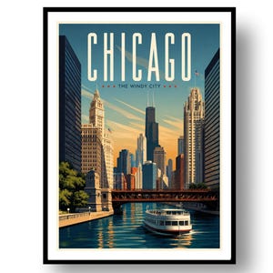 Chicago reseaffisch, väggdekoration