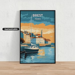 Brest, France Travel poster , Brest, France Travel poster , Custom poster , Poster Wall Art , Travel Art , Digital download