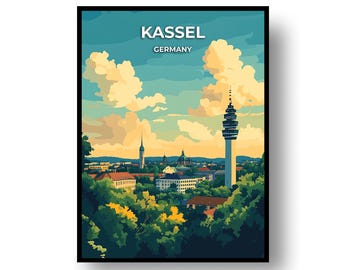 Póster de viaje de Kassel: arte mural minimalista, enmarcado o digital