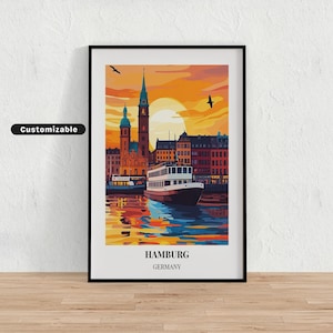 Hamburg, Germany Travel poster , Hamburg, Germany Travel poster , Custom poster , Poster Wall Art , Travel Art , Digital download