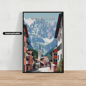 Cortina D&#39;Ampezzo, Italy Travel poster, Cortina D&#39;Ampezzo, Italy Travel poster, Custom poster, Poster Wall Art, Travel Art, Digital download
