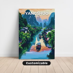 Yangshuo, China Travel Canvas , Yangshuo, China Travel poster , Custom Canvas , Poster Wall Art , Travel Art , Digital download