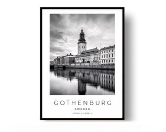 Gothenburg Poster, Gothenburg Print, Travel Poster, Sweden Poster, black and white art