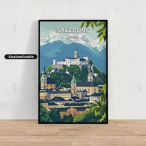 Salzburg, Austria Travel poster , Salzburg, Austria Travel poster , Custom poster , Poster Wall Art , Travel Art , Digital download