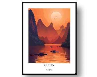 Travel Poster: Guilin China Scenery - Framed or Digital Download