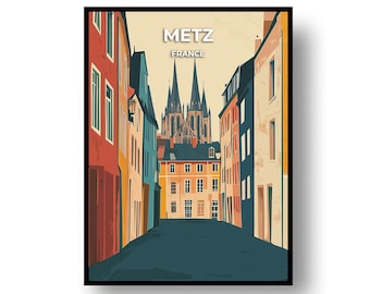 Arte mural de Metz, Francia: impresiones de pósteres de viaje (enmarcados o descarga digital)