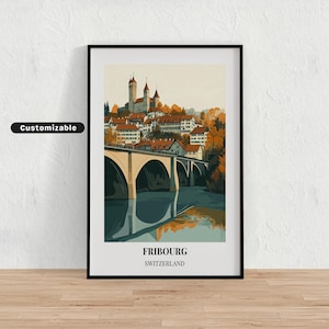 Fribourg, Switzerland Travel poster , Fribourg, Switzerland Travel poster , Custom poster , Poster Wall Art , Travel Art , Digital download