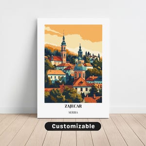 Zajecar, Servië reizen canvas, Zajecar, Servië reisposter, aangepast canvas, poster kunst aan de muur, reizen kunst, digitale download
