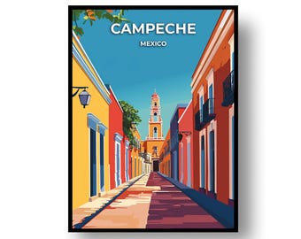 Travel Poster: Campeche Mexico Art Print - Framed or Digital File