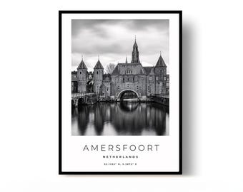 Amersfoort Poster, Amersfoort Print, Travel Poster, Netherlands Poster, black and white art