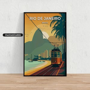 Affiche de voyage à Rio de Janeiro, Brésil, affiche de voyage à Rio de Janeiro, Brésil, affiche personnalisée, affiche d&#39;art mural, art de voyage, téléchargement numérique