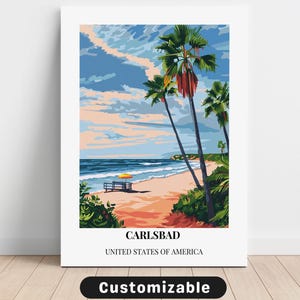 Lienzo de viaje de Carlsbad State Beach, EE. UU., póster de viaje de Carlsbad State Beach, EE. UU., lienzo personalizado, arte de pared de póster, arte de viaje,