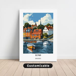 Lienzo de viaje a Lund, Suecia. Póster de viaje a Lund, Suecia. Lienzo personalizado. Arte mural de póster. Arte de viaje. Descarga digital.