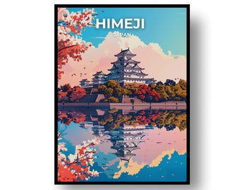 Travel Poster: Himeji Japan - Canvas or Digital Download
