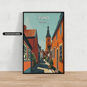 Póster de viaje a Lund, Suecia. Póster de viaje a Lund, Suecia. Póster personalizado. Arte mural. Arte de viaje. Descarga digital.