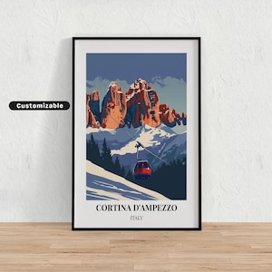 Cortina D&#39;ampezzo, Italy Travel poster, Cortina D&#39;ampezzo, Italy Travel poster, Custom poster, Poster Wall Art, Travel Art, Digital download