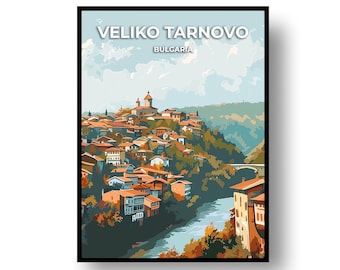 Póster de Veliko Tarnovo: Arte mural de viaje (enmarcado o archivo digital)