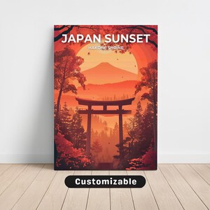 Japan Sunset, Hakone Shrine Travel Canvas , Japan Sunset, Hakone Shrine Travel poster , Custom Canvas , Poster Wall Art , Travel Art ,