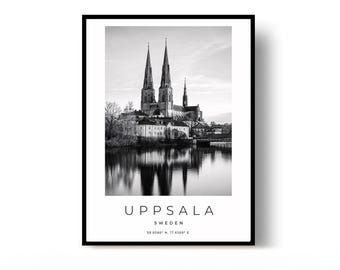 Uppsala Poster, Uppsala Print, Travel Poster, Sweden Poster, black and white art