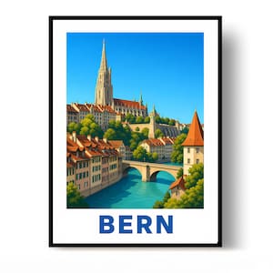 Bern-affisch, Bern-tryck, reseaffisch, Schweiz-affisch, väggdekor