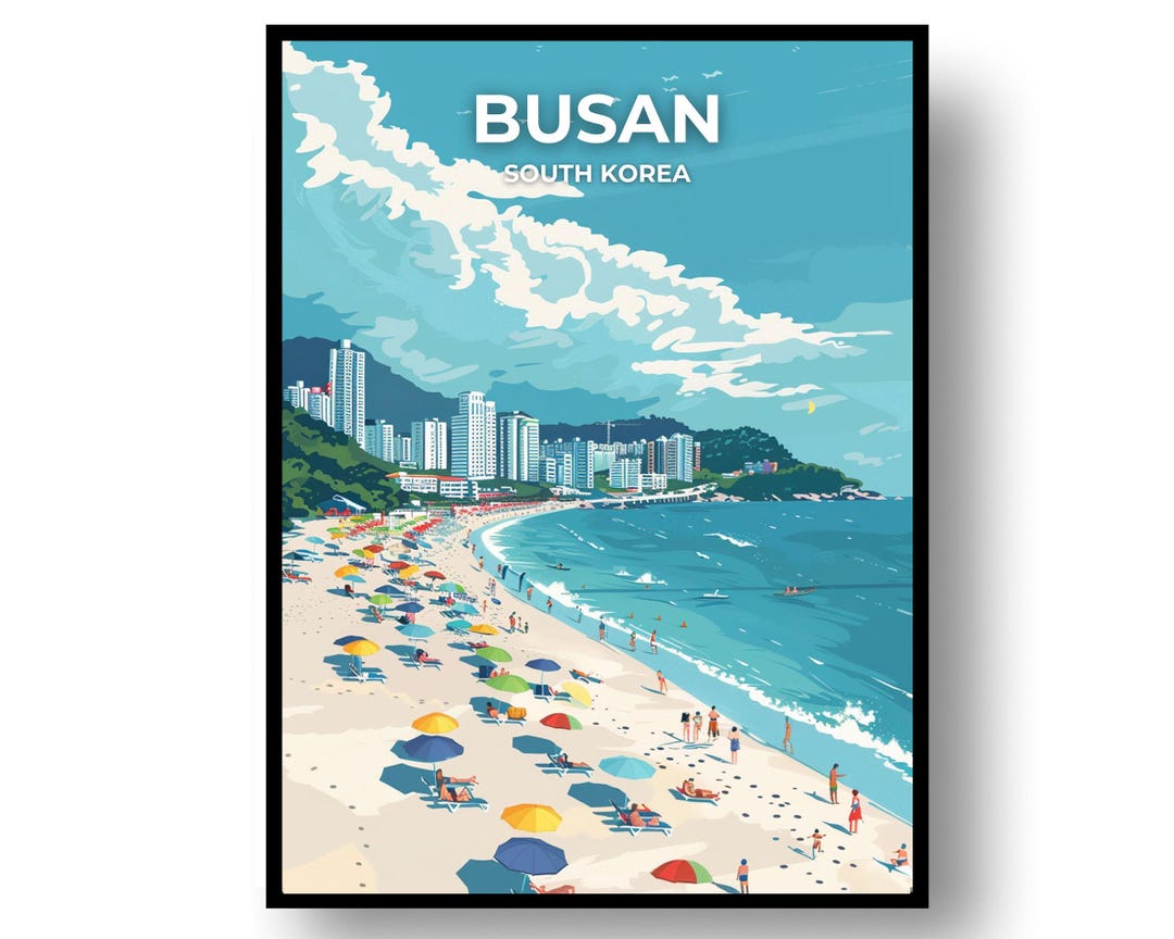 Busan Travel Poster: South Korea Cityscape - Framed or Digital Download ...