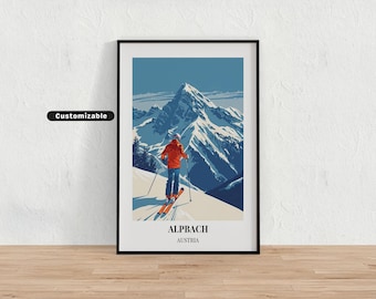 Pôster de viagem de Alpbach, Áustria, pôster de viagem de Alpbach, Áustria, pôster personalizado, arte de parede de pôster, arte de viagem, download digital